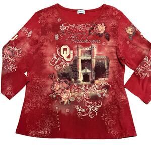OU The University of Oklahoma Women’s Medium 3/4 Sleeve Top by P Michael